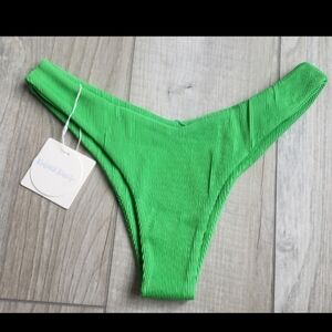 Kulani Kinis Bright Green Ribbed Bikini Bottom